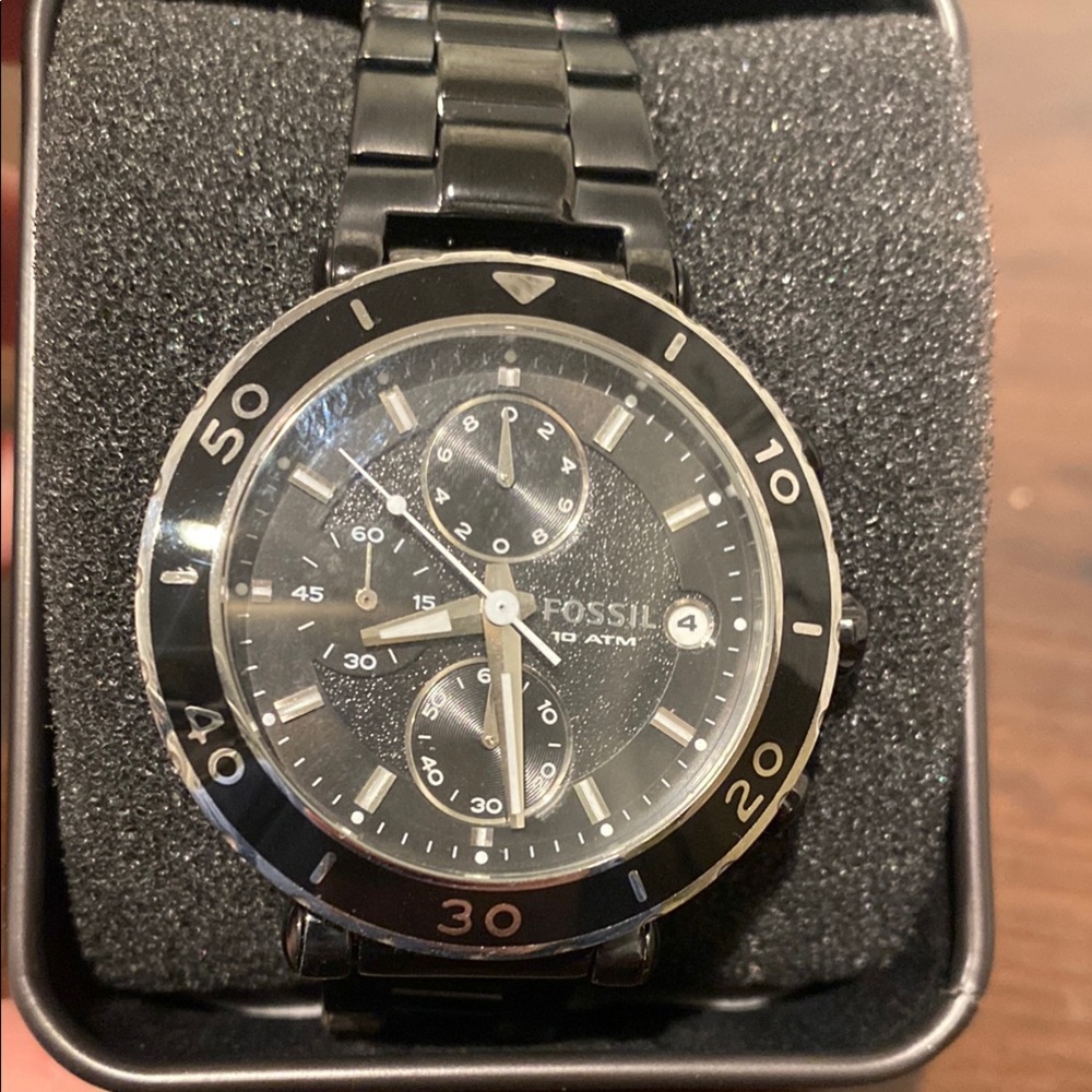 NWT- Fossil Black on Black Chronograph Watch